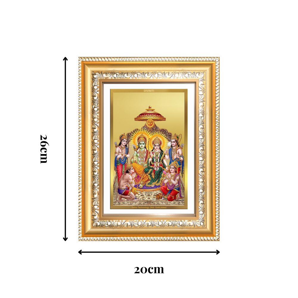 Diviniti 24K Gold Plated Ram Darbar Divine Wall Frame for Home Mandir & Office Decor | Luxury Spiritual Gift