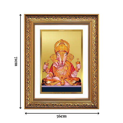 Diviniti 24K Gold Plated Dagadu Ganesha (Classic) Divine Wall Frame for Home Mandir & Office Decor | Luxury Spiritual Gift