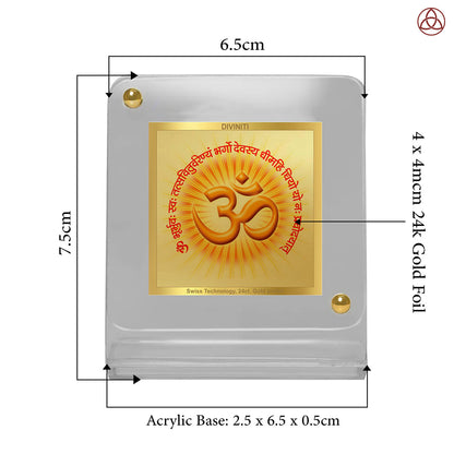 24 Karat Gold Plated Foil Divine Mantra Car Frame