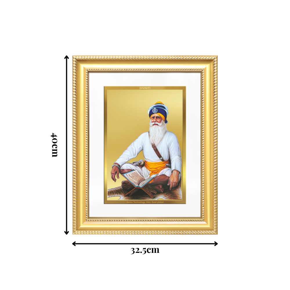 Diviniti 24K Gold Plated Baba Deep Singh Sacred Sikh Wall Frame for Home Decor & Office Ambiance | Premium Spiritual Gift