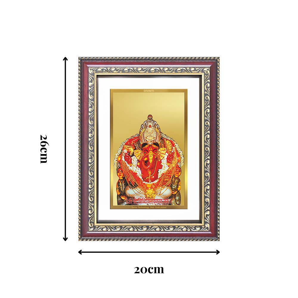 Diviniti 24K Gold Plated Siddhi Vinayak (Classic) Divine Wall Frame for Home Mandir & Office Decor | Luxury Spiritual Gift