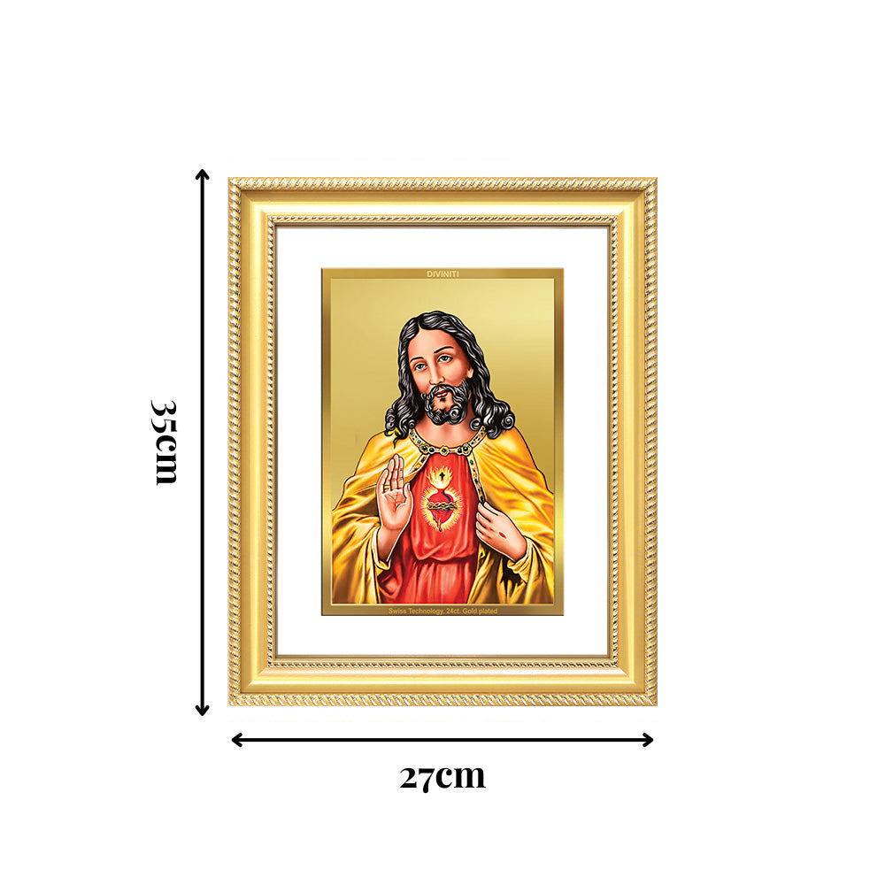 Diviniti 24K Gold Plated Jesus Christ (Classic) Divine Wall Frame for Home Mandir & Office Decor | Luxury Spiritual Gift