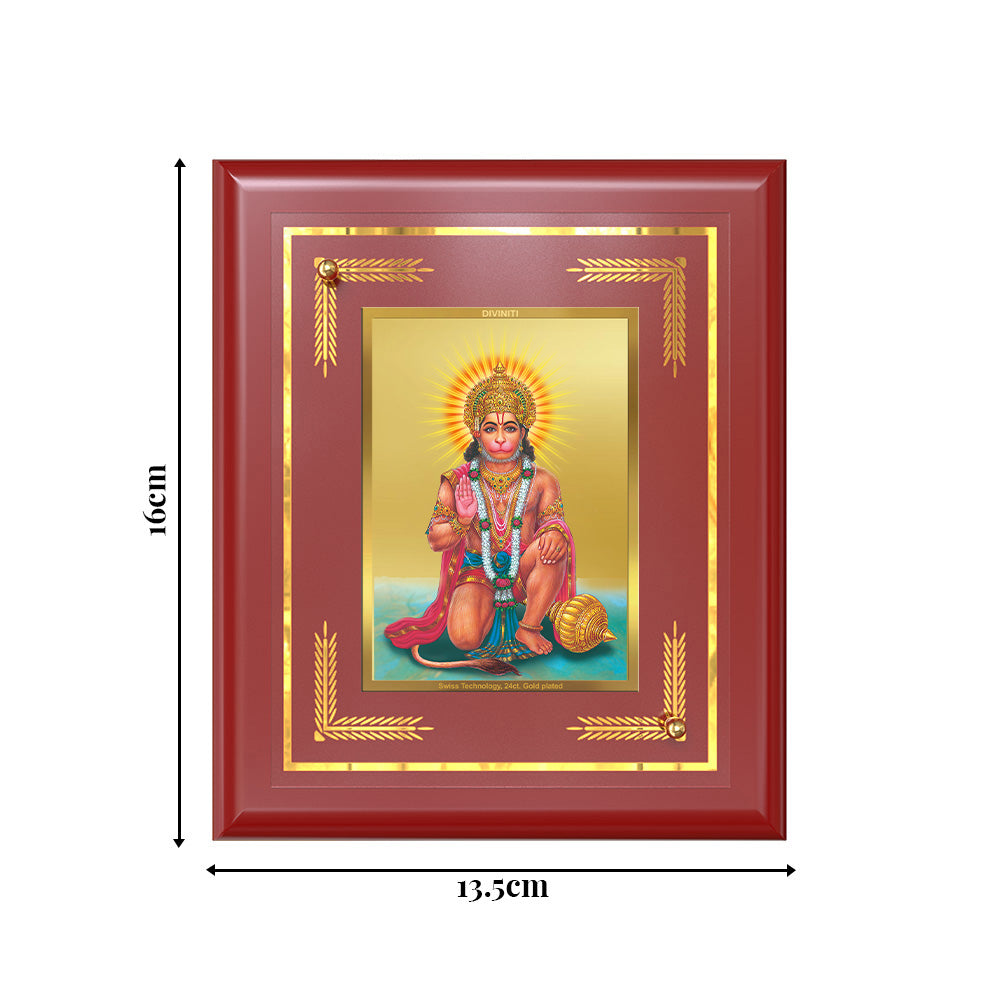 Diviniti 24K Gold Plated Ashirwad Hanuman Wall & Tabletop Photo Frame | Protection, Strength & Divine Blessings