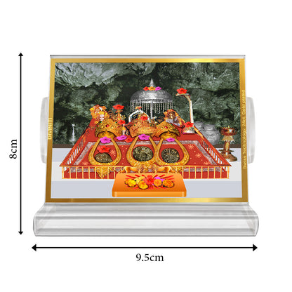 Durga Vaishno Devi Mata Ka Darbar | Divine Goddess Durga Car Dashboard & Tabletop Photo Frame in 24K Gold Plated Foil (ACF3)