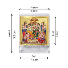 Load image into Gallery viewer, Diviniti 24K Gold Plated Ram Darbar Frame For Car Dashboard, Home Decor, Puja, Gift (5.8 x 4.8 CM)
