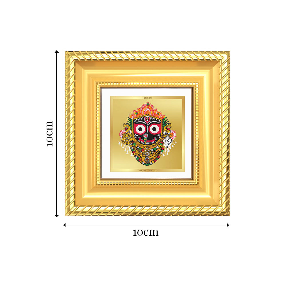 Diviniti Lord Jagannath Tabletop Photo Frame in 24K Gold Plated Foil | Devotion, Protection & Divine Blessings | DG015S1A (10x10 CM)