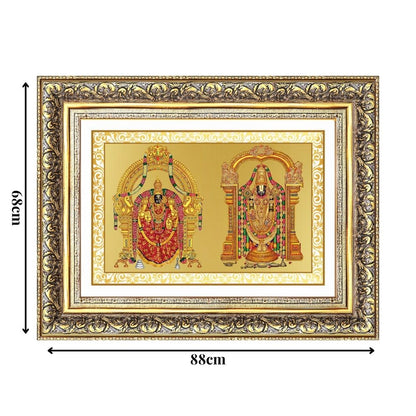 Diviniti 24K Gold Plated Padmavati And Balaji (Classic) Divine Wall Frame for Home Mandir & Office Decor | Luxury Spiritual Gift