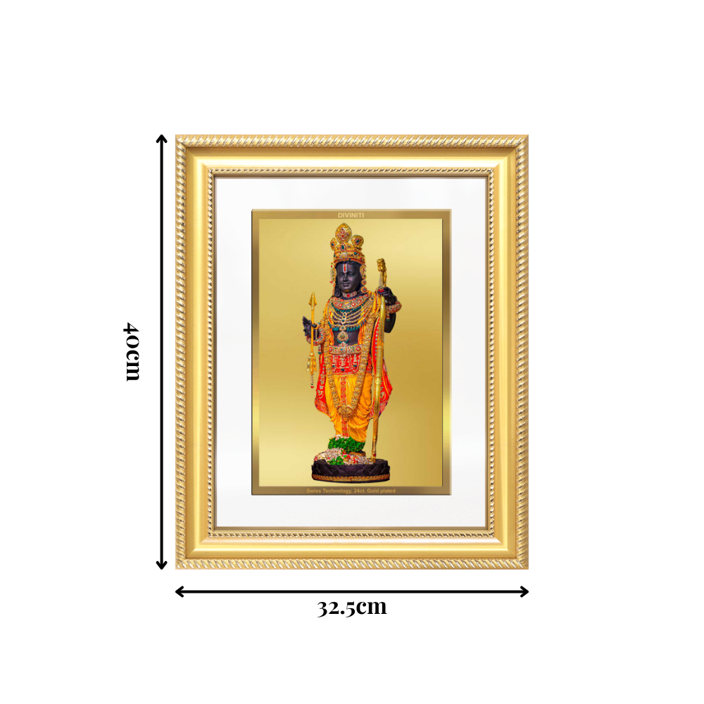 Diviniti 24K Gold Plated Ram Lalla With Arch (Classic) Divine Wall Frame for Home Mandir & Office Decor | Luxury Spiritual Gift