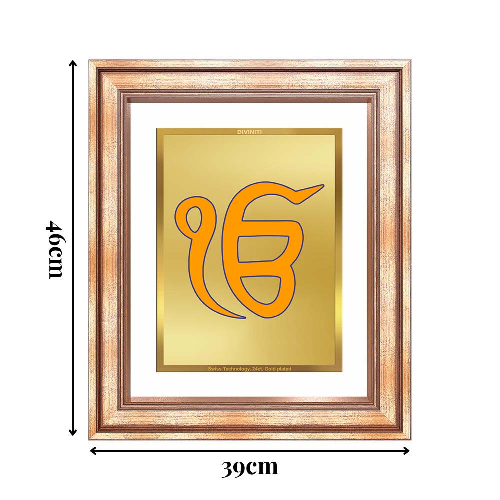 Diviniti 24K Gold Plated Ik Omkar (Classic) Divine Wall Frame for Home Mandir & Office Decor | Luxury Spiritual Gift