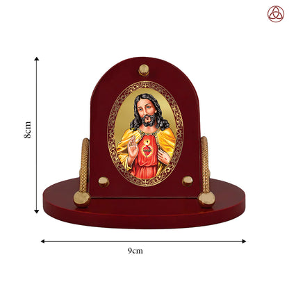 Jesus Christ | Divine Sacred Heart 24K Gold Plated Photo Frame for Car Dashboard, Home Décor & Tabletop | Blessings of Love, Faith & Protection