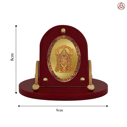 Tirupati Balaji – Lord Venkateshwara 24K Gold Plated Divine Photo Frame for Car Dashboard, Home Décor & Tabletop | Blessings of Wealth, Prosperity & Protection