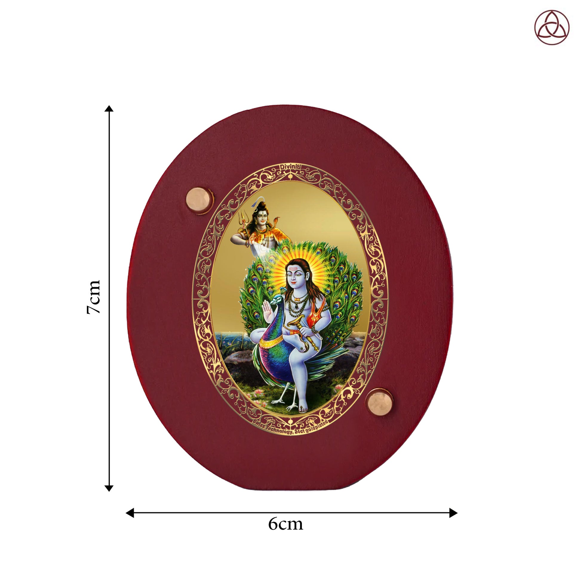 Baba Balak Nath Car Dashboard & Tabletop Photo Frame, 24K gold-plated, 7x6 cm, intricate design.