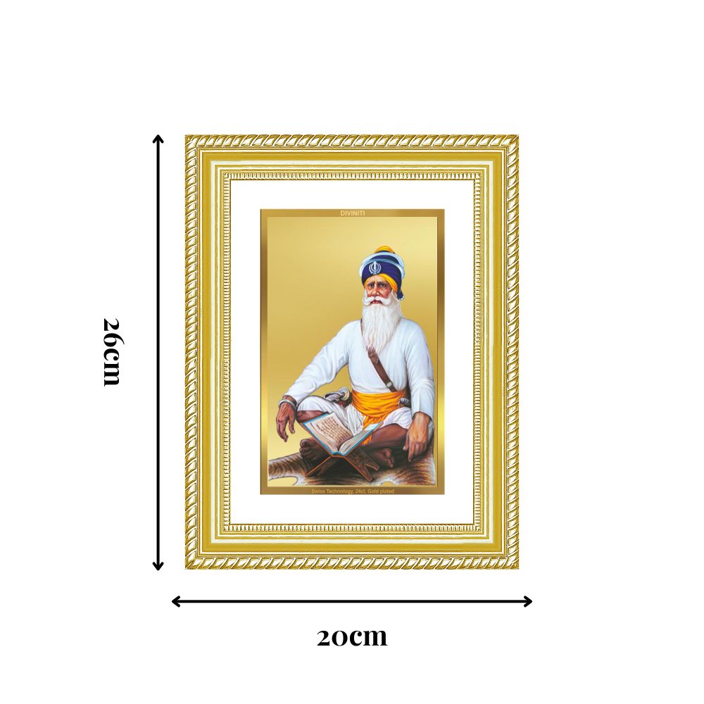 Diviniti 24K Gold Plated Baba Deep Singh Sacred Sikh Wall Frame for Home Decor & Office Ambiance | Premium Spiritual Gift