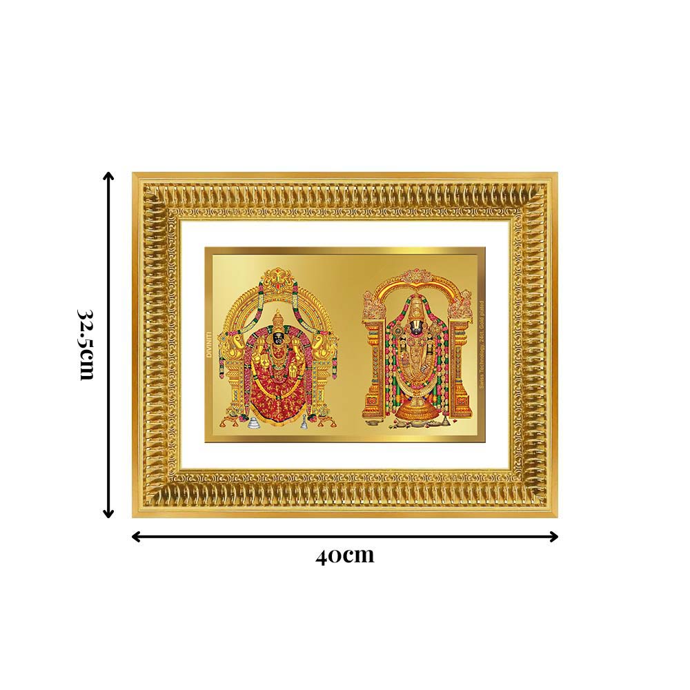 Diviniti 24K Gold Plated Padmavati And Balaji (Classic) Divine Wall Frame for Home Mandir & Office Decor | Luxury Spiritual Gift
