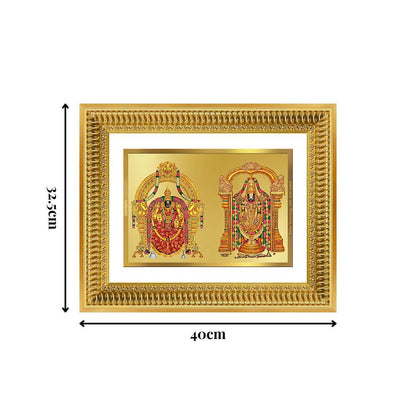 Diviniti 24K Gold Plated Padmavati And Balaji (Classic) Divine Wall Frame for Home Mandir & Office Decor | Luxury Spiritual Gift