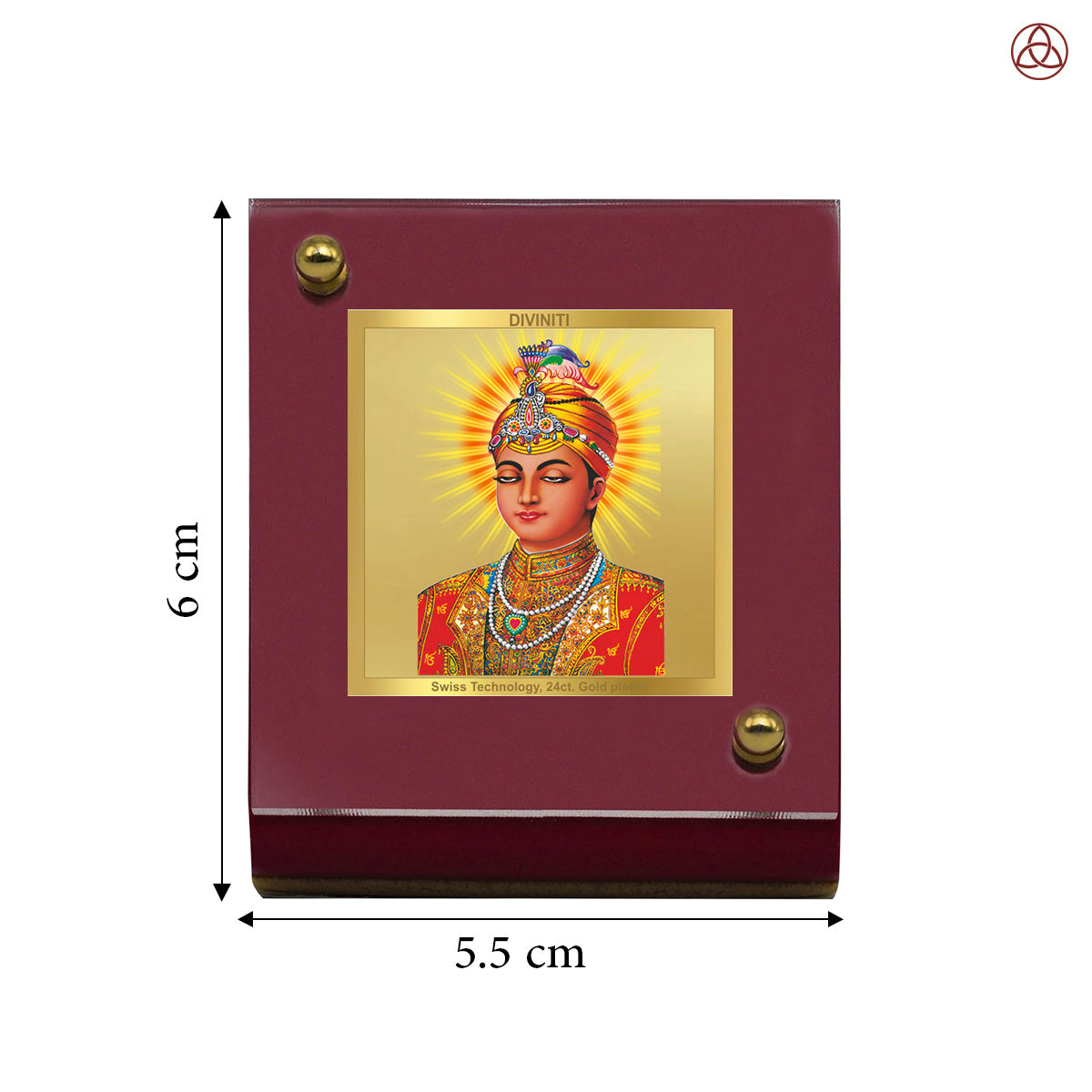 Guru Harkrishan Sahib Ji | Divine Sikh Guru Car Dashboard & Tabletop Photo Frame in 24K Gold Plated Foil