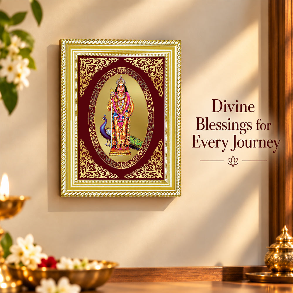 24K Gold-Plated Lord Murugan Frame | Premium Gift Box | 26 x 20 CM