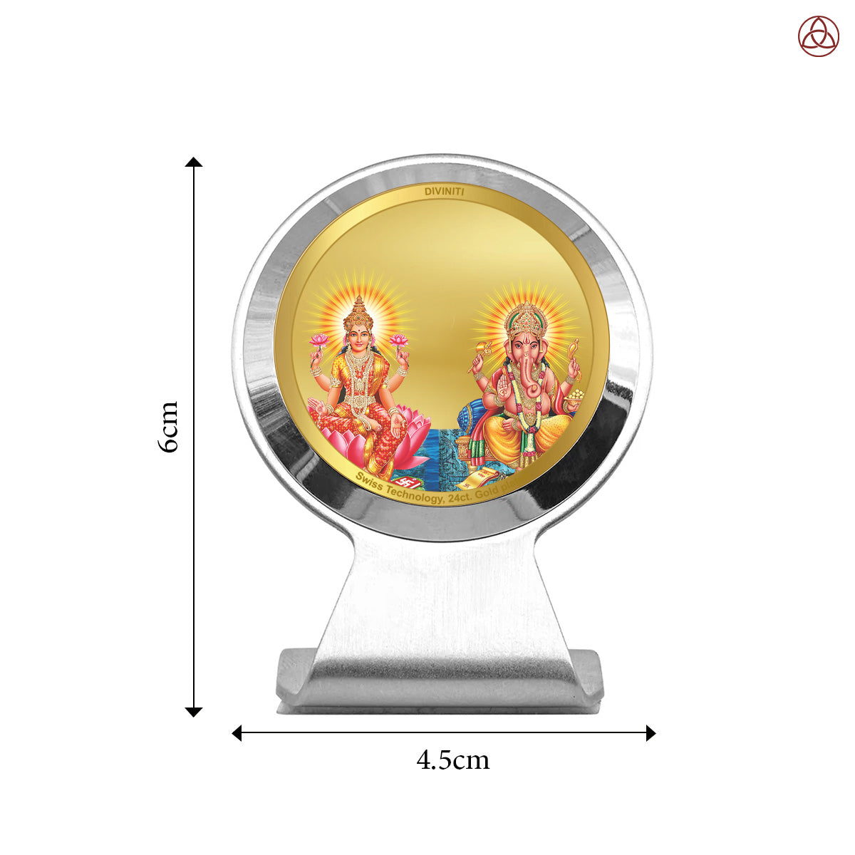 Lakshmi & Ganesha | Divine Goddess Lakshmi & Lord Ganesha Car Dashboard & Tabletop Photo Frame in 24K Gold Plated Foil