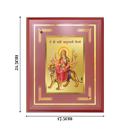 Diviniti 24K Gold Plated Durga Mata with Mantra Blessing Tabletop Photo Frame | Strength, Protection & Divine Grace
