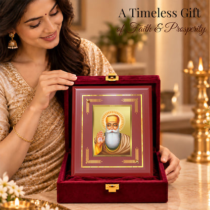 24K Gold-Plated Guru Nanak Dev Ji MDF Frame | Premium Gift Box | 16 X 13.5 CM