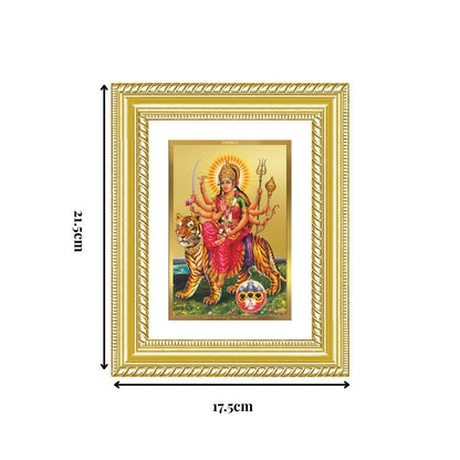 Diviniti 24K Gold Plated Durga - Sherawali Mata With Pind (Classic) Divine Wall and Table Top Frame for Home Mandir & Office Decor | Luxury Spiritual Gift