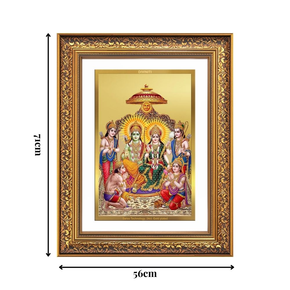 Diviniti 24K Gold Plated Ram Darbar Divine Wall Frame for Home Mandir & Office Decor | Luxury Spiritual Gift