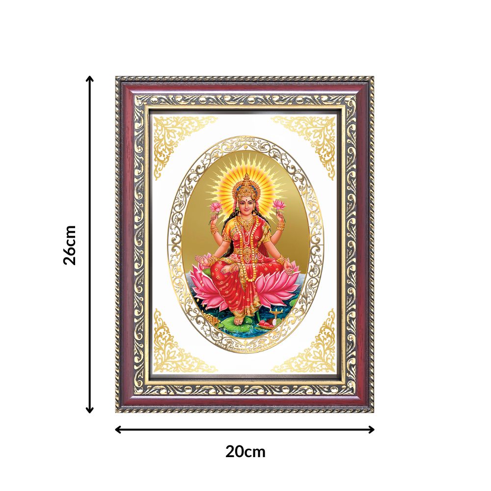 Goddess Lakshmi | Divine Prosperity Wall & Tabletop Royal Photo Frame in 24K Gold Plated Foil