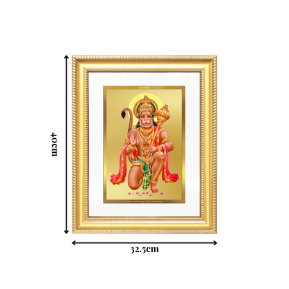 Diviniti 24K Gold Plated Hanuman With Blessings (Classic) Divine Wall Frame for Home Mandir & Office Decor | Luxury Spiritual Gift