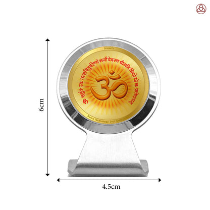 Om & Gayatri Mantra | Sacred Symbols & Chant | Divine Spiritual Energy For Tabletop Frame in 24K Gold Plated Foil
