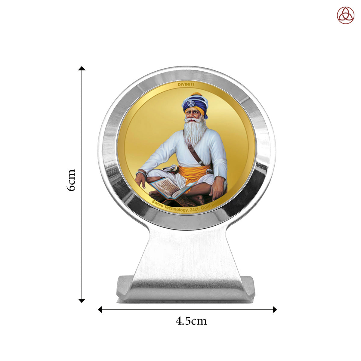 Baba Deep Singh Ji | Divine Sikh Warrior Saint Car Dashboard & Tabletop Photo Frame in 24K Gold Plated Foil