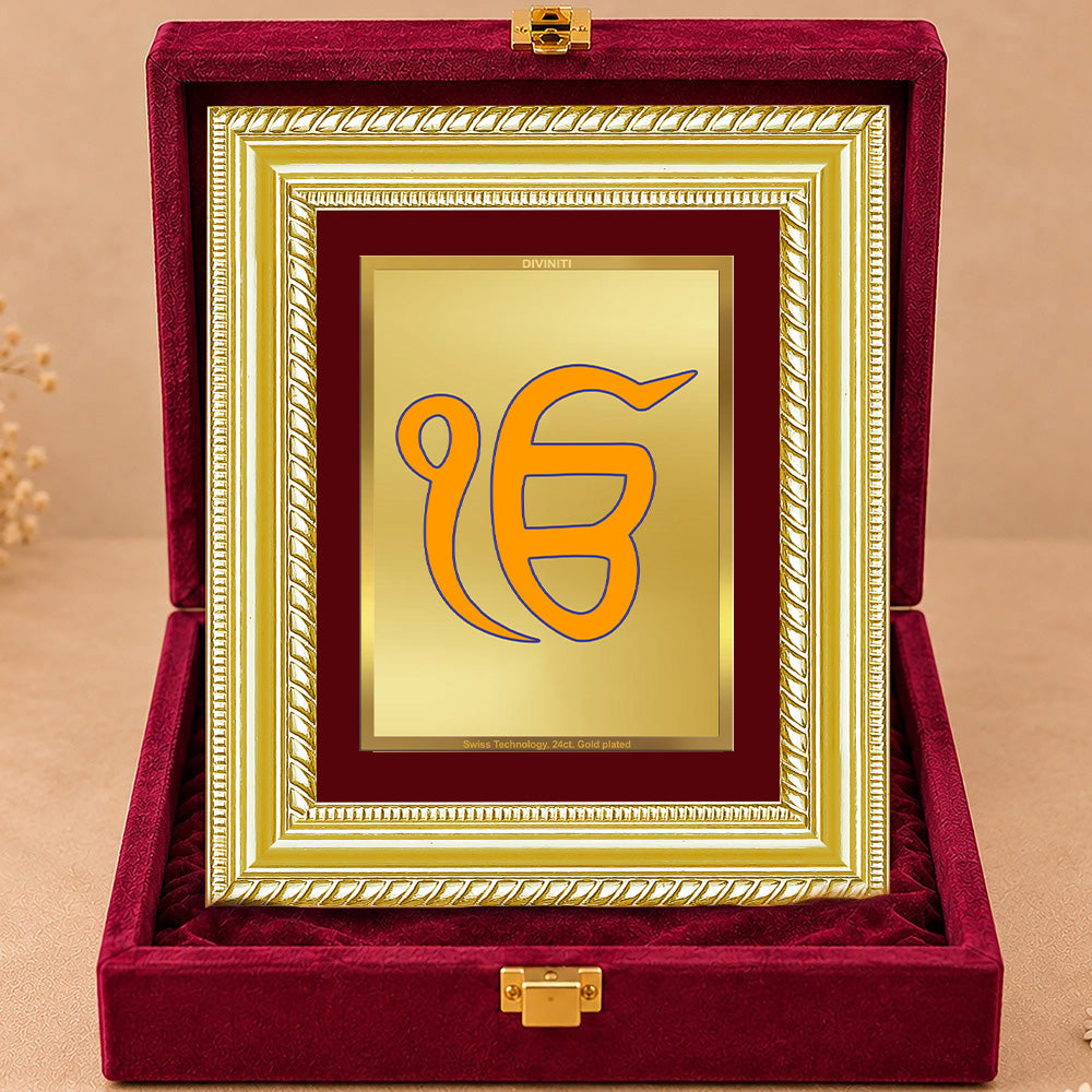 24K Gold-Plated Ik Onkar Frame | Premium Gift Box | 17.5x21.5 CM