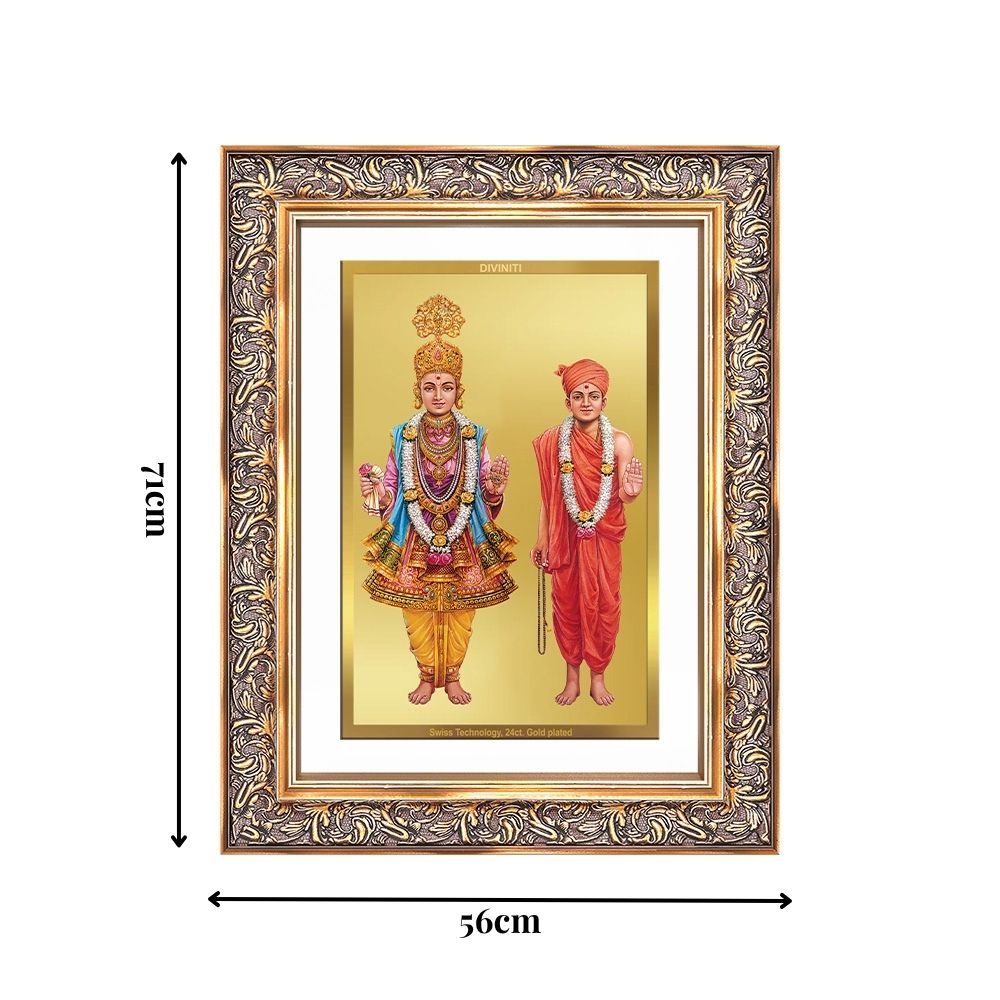 Diviniti 24K Gold Plated Swaminarayan (Classic) Divine Wall Frame for Home Mandir & Office Decor | Luxury Spiritual Gift