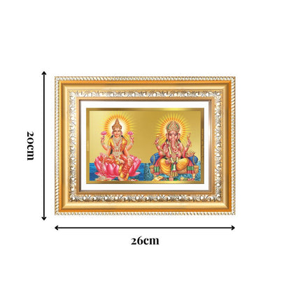 Diviniti 24K Gold Plated Lakshmi Ganesha (Classic) Divine Wall Frame for Home Mandir & Office Decor | Luxury Spiritual Gift