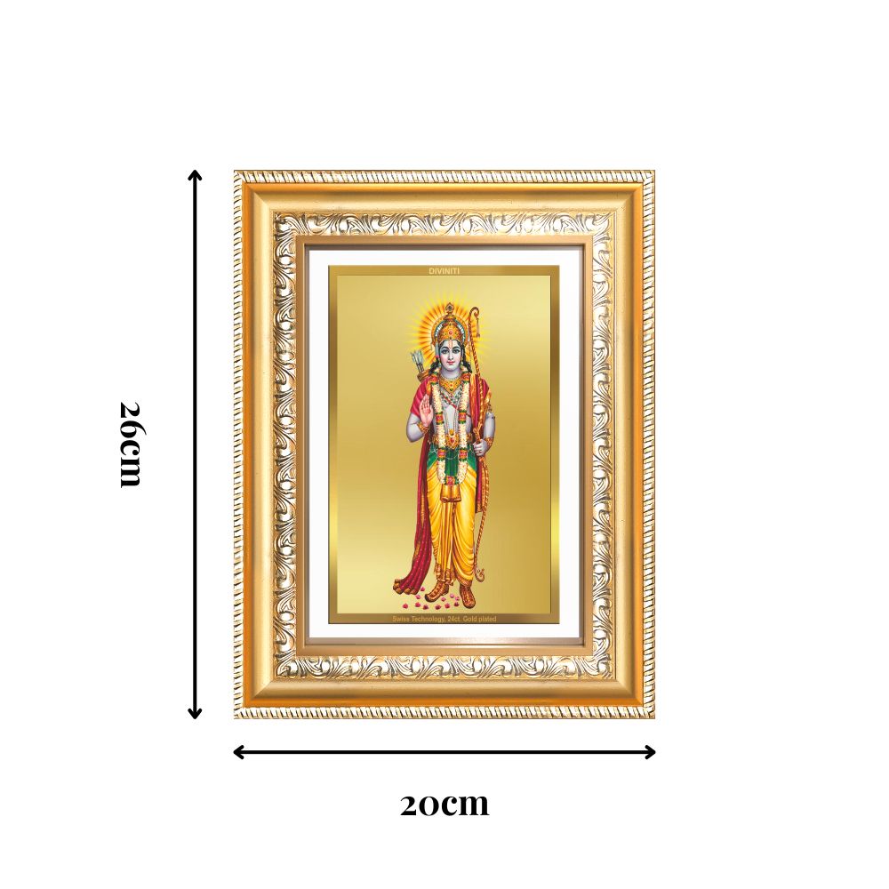 Diviniti 24K Gold Plated Ram Ji (Classic) Divine Wall Frame for Home Mandir & Office Decor | Luxury Spiritual Gift