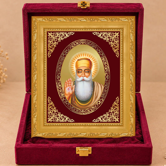 24K Gold-Plated Guru Nanak Frame | Premium Gift Box | 17.5x21.5 CM
