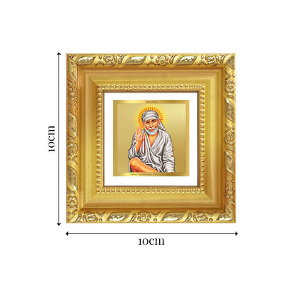 Diviniti Sai Baba with Blessings Tabletop Photo Frame in 24K Gold Plated Foil | Protection, Faith & Divine Grace | DG103S1A (10x10 CM)