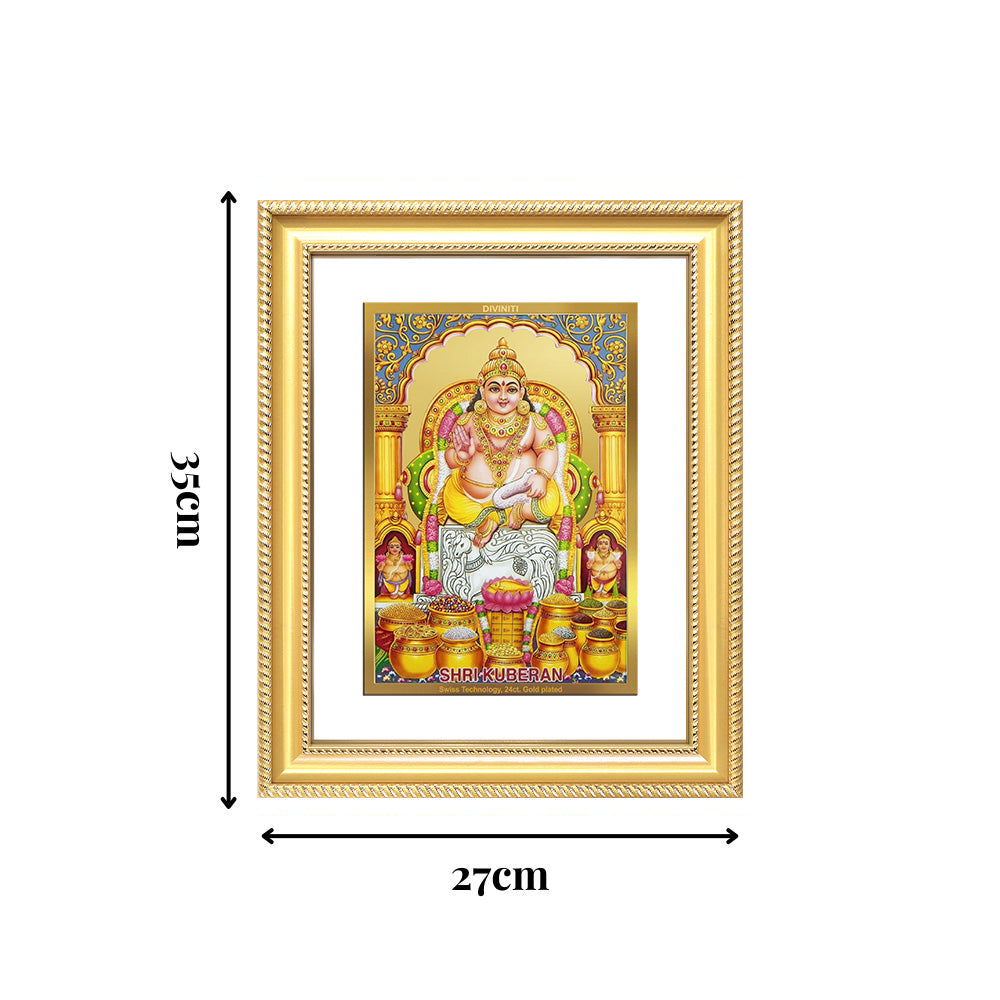 Diviniti 24K Gold Plated Kuber (Classic) Divine Wall Frame for Home Mandir & Office Decor | Luxury Spiritual Gift