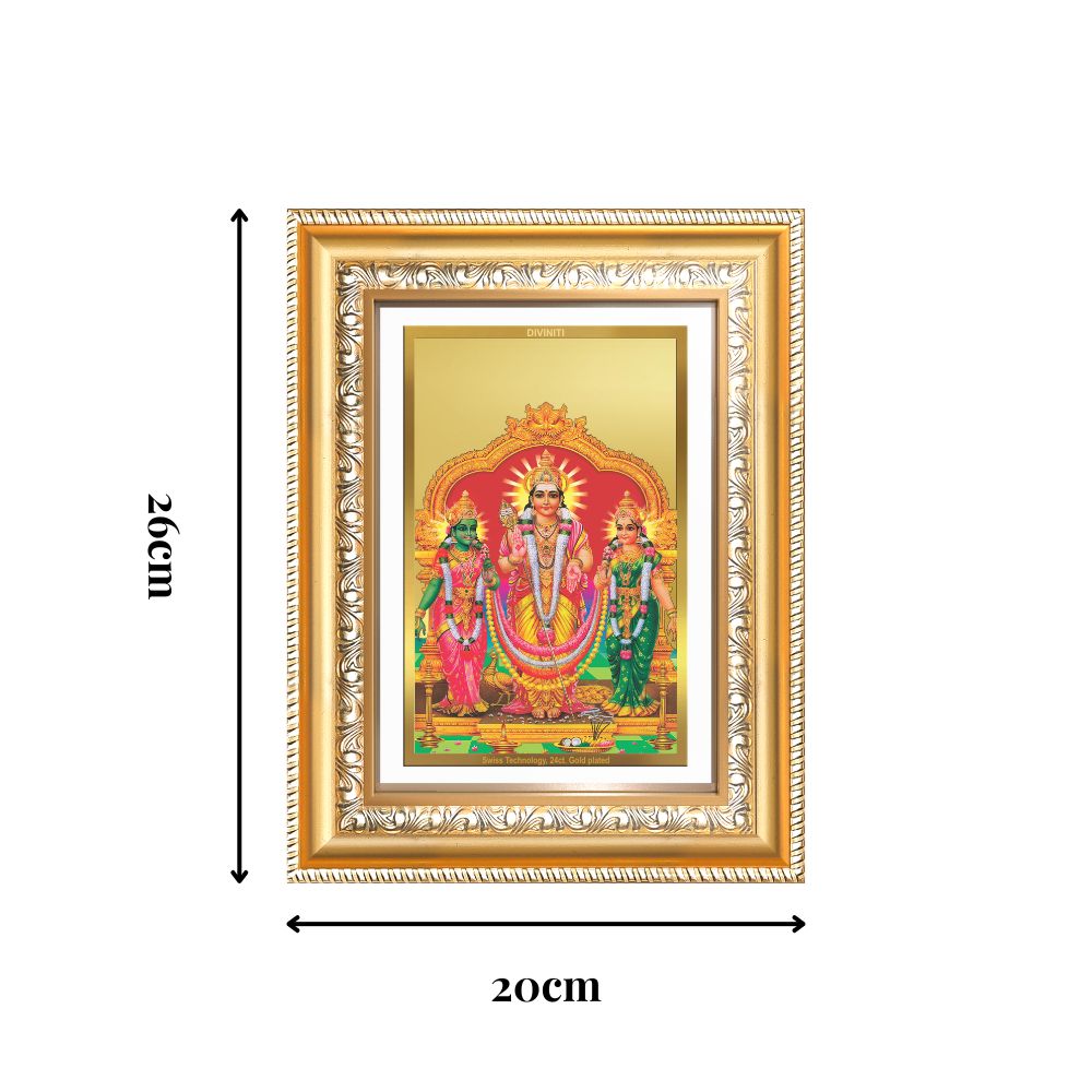 Diviniti 24K Gold Plated Murugan Velli (Classic) Divine Wall Frame for Home Mandir & Office Decor | Luxury Spiritual Gift