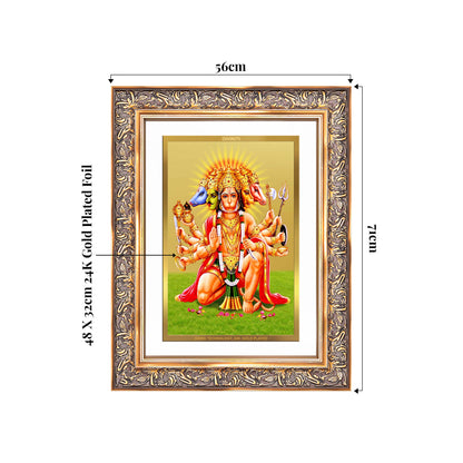 Panchmukhi Hanuman | Five-Faced Hanuman Wall Mount Photo Frame in 24K Gold Plated Foil