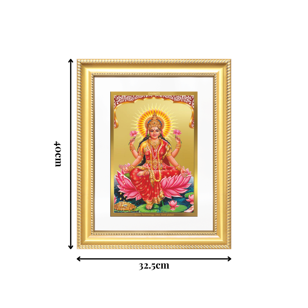 Diviniti 24K Gold Plated Lakshmi (Classic) Divine Wall Frame for Home Mandir & Office Decor | Luxury Spiritual Gift
