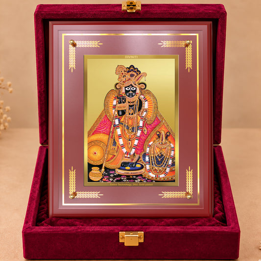 24K Gold-Plated Lord Banke Bihari MDF Frame | Premium Gift Box | 27x35 CM