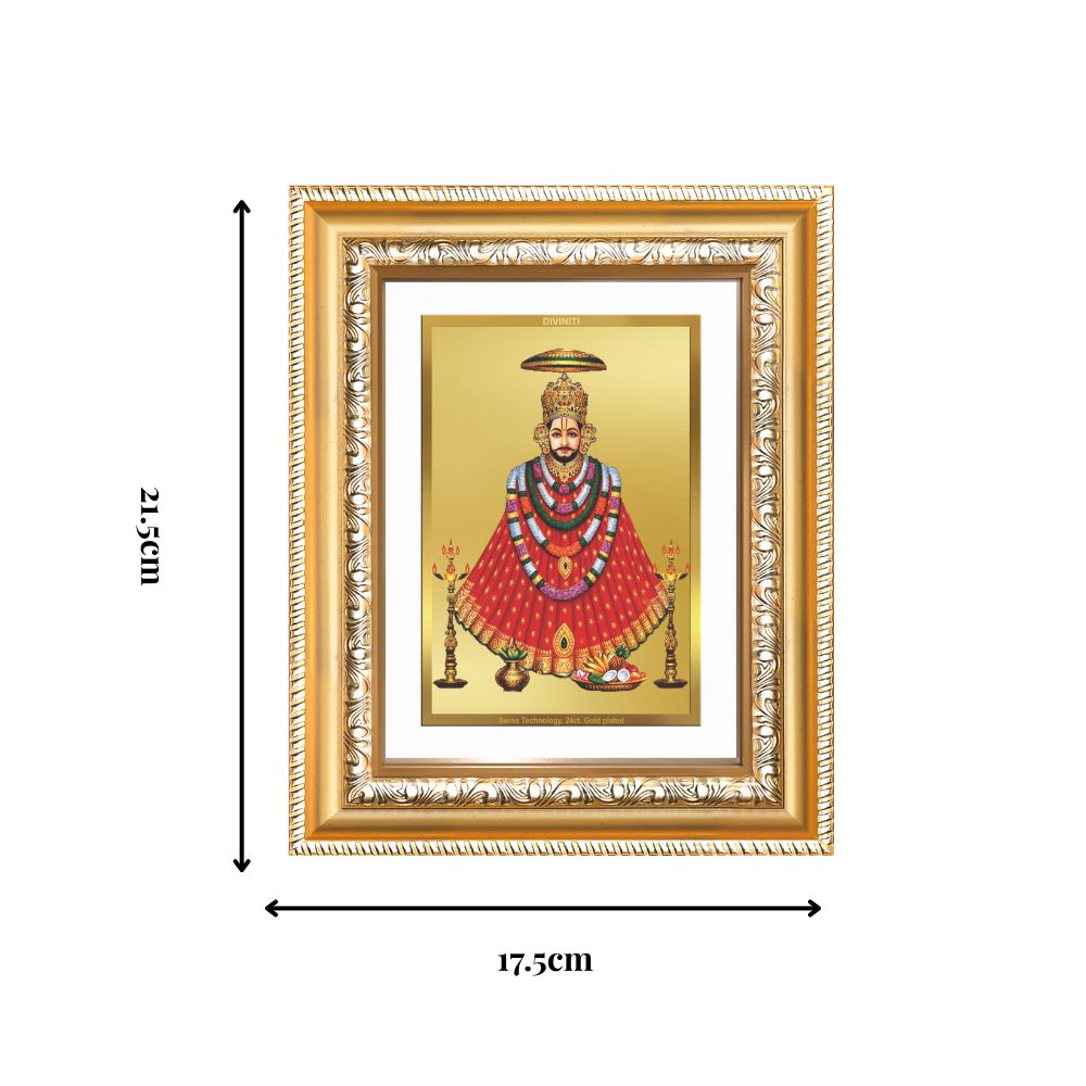 Diviniti 24K Gold Plated Khatu Shyam (Classic) Divine Wall and Table Top Frame for Home Mandir & Office Decor | Luxury Spiritual Gift