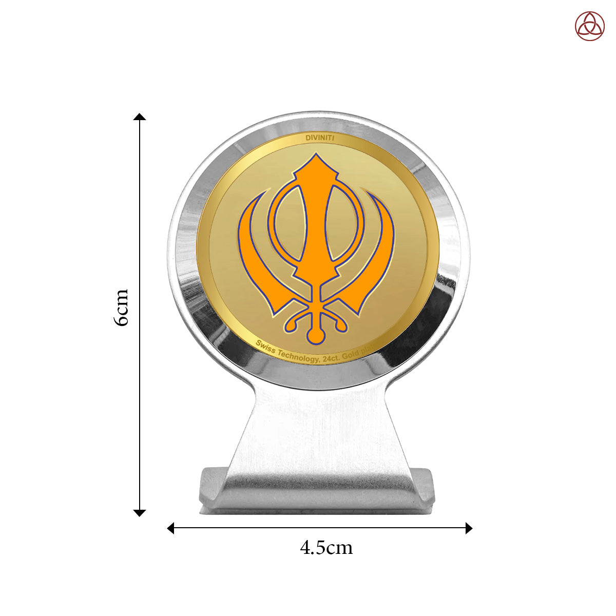 Khanda Sahib | Sacred Sikh Symbol Car Dashboard & Tabletop Photo Frame in 24K Gold Plated Foil