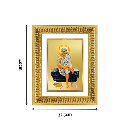 Diviniti 24K Gold Plated Sai Baba (Classic) Divine Wall Frame for Home Mandir & Office Decor | Luxury Spiritual Gift