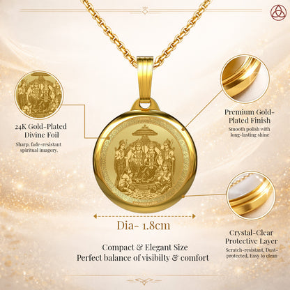 DIVINITI 24K Gold Plated Ram Darbar & Sacred Temple Pendant – 18mm Double-Sided Spiritual Pendant