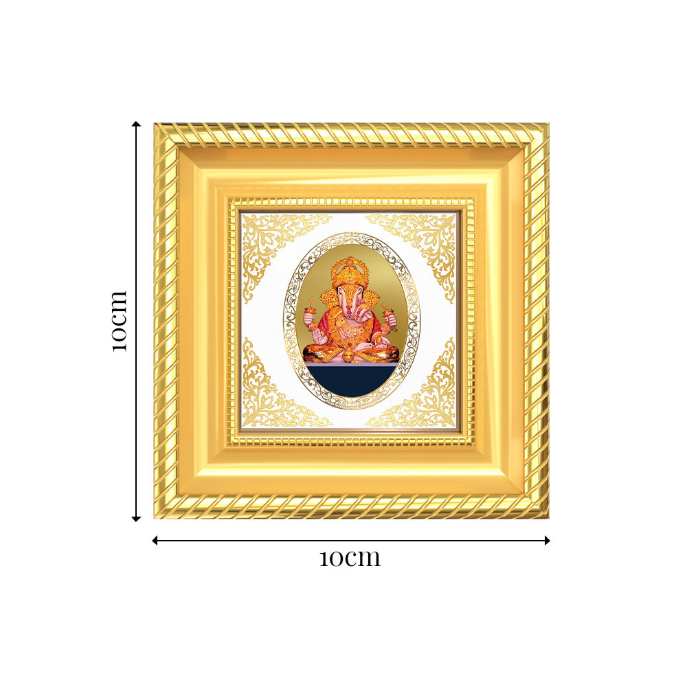Dagdu Ganesha | Divine Ganpati Royal Tabletop Photo Frame in 24K Gold Plated Foil