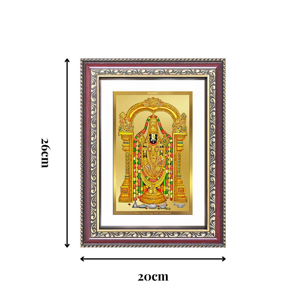 Diviniti 24K Gold Plated Tirupati Balaji Divine Wall Frame for Home Mandir & Office Decor | Luxury Spiritual Gift