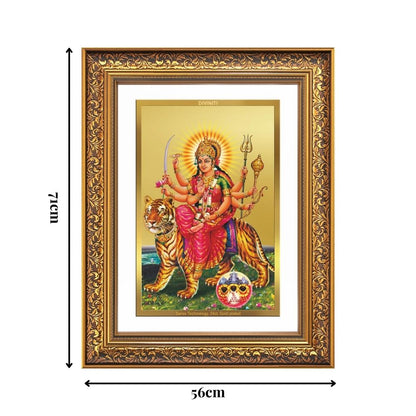Diviniti 24K Gold Plated Durga - Sherawali Mata With Pind (Classic) Divine Wall Frame for Home Mandir & Office Decor | Luxury Spiritual Gift