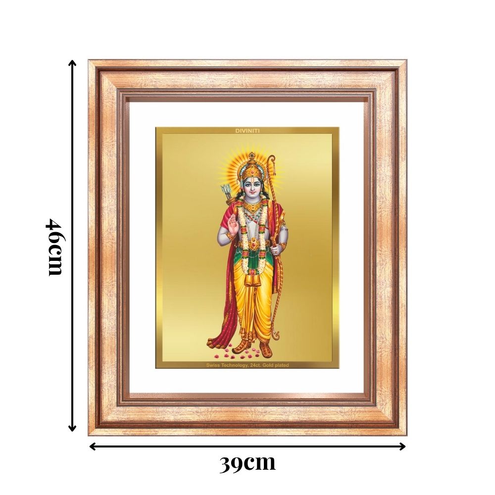 Diviniti 24K Gold Plated Ram Ji (Classic) Divine Wall Frame for Home Mandir & Office Decor | Luxury Spiritual Gift