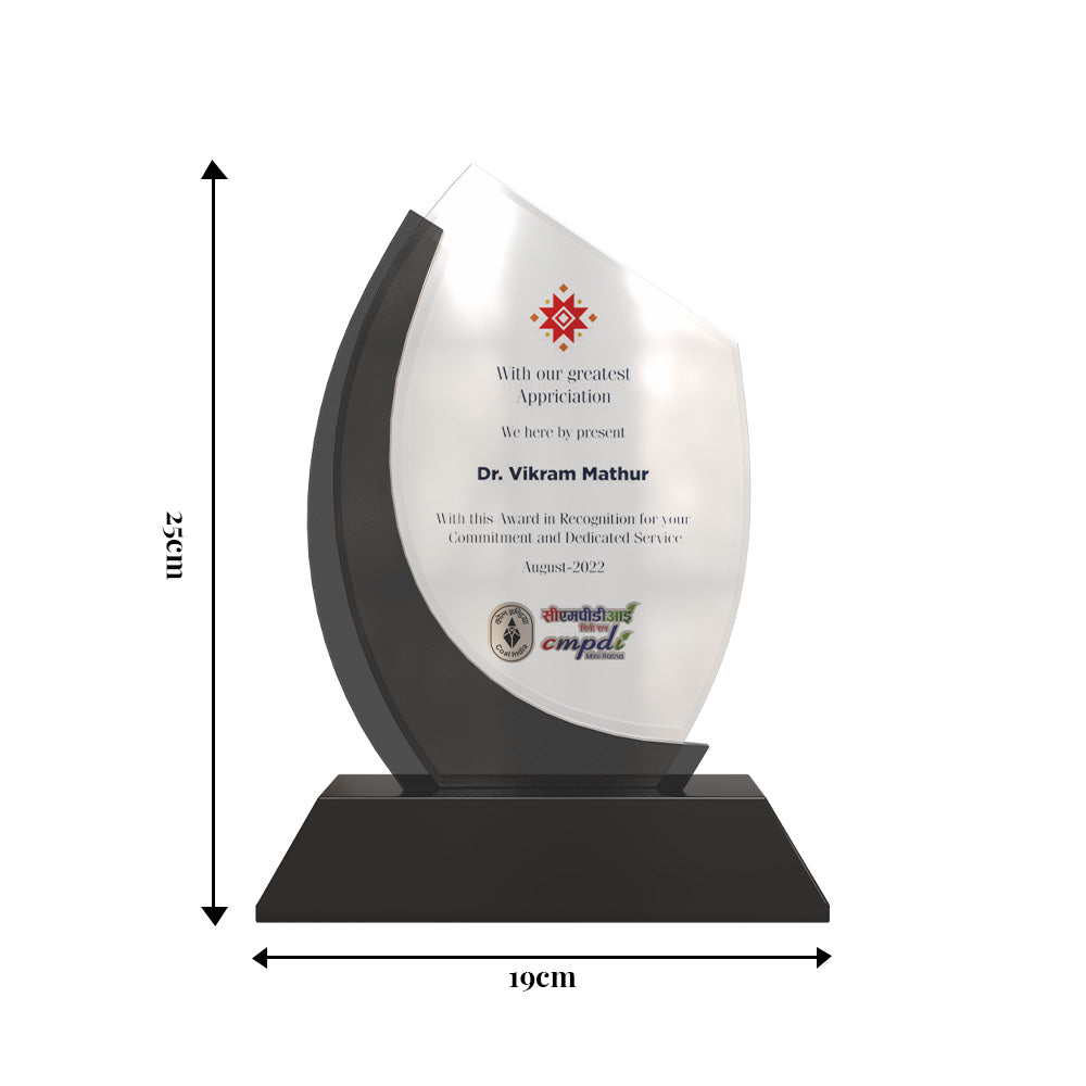 Luxury Crystal Plaque Geometric Black & Clear Personalized Trophy for Milestones and Leadership Honors